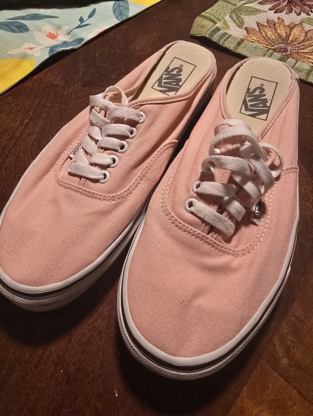 Vans Pink Canvas Mule Sneakers with White Laces
